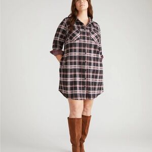 Universal Standard Maine stretch flannel shirt dress